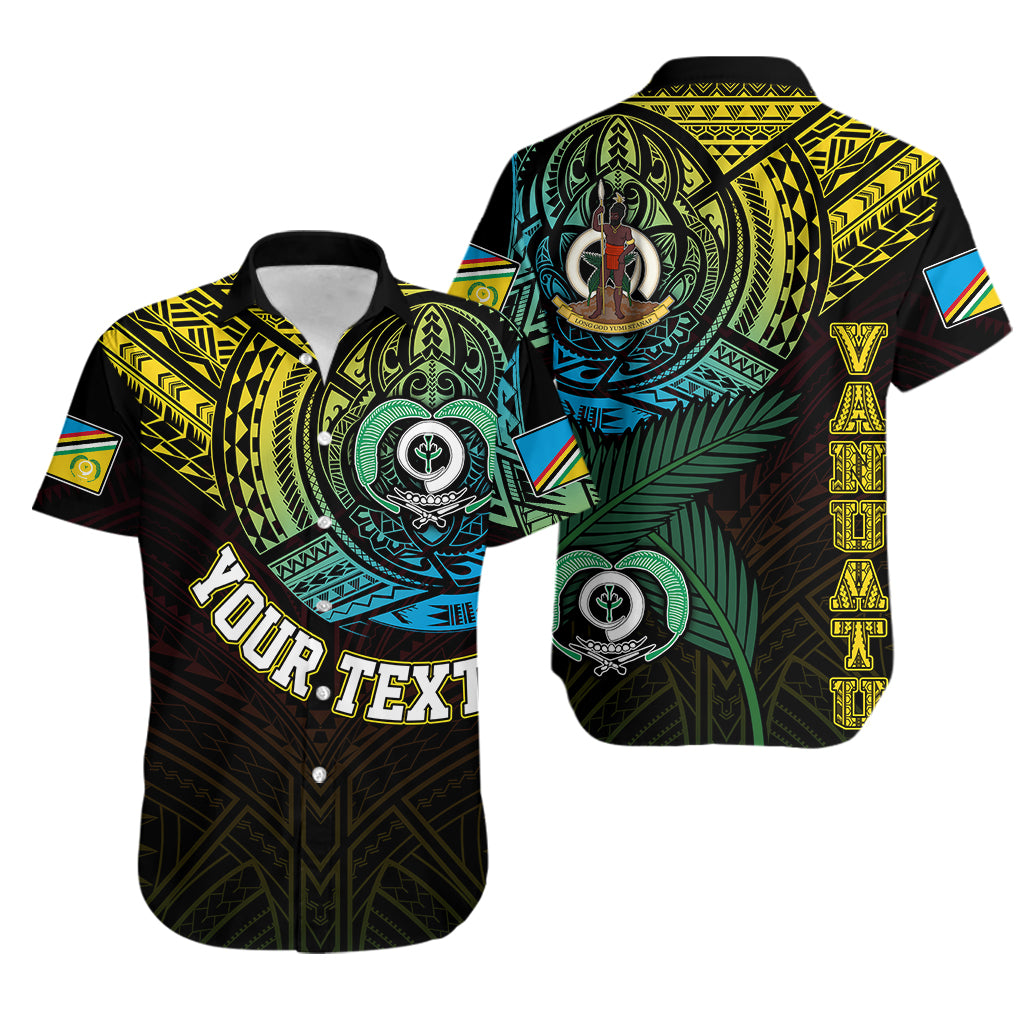 Personalised Vanuatu Hawaiian Shirt Turtle Chest Tattoo Flag Color - Torba LT7 Black - Polynesian Pride