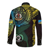 Personalised Vanuatu Long Sleeve Button Shirt Turtle Chest Tattoo Flag Color - Torba LT7 - Polynesian Pride