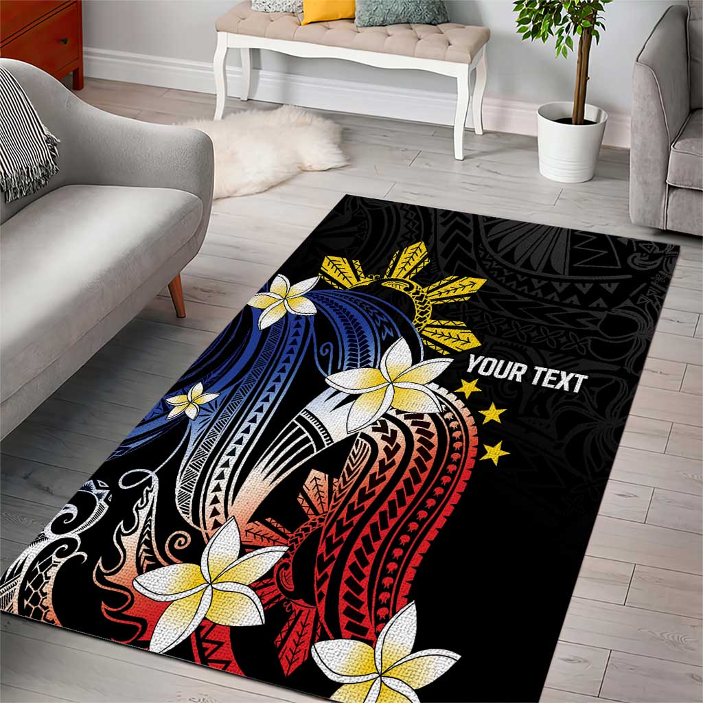 Personalized Philippines Tribal Area Rug Tropical Waves - Plumeria