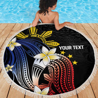 Personalized Philippines Tribal Beach Blanket Tropical Waves - Plumeria
