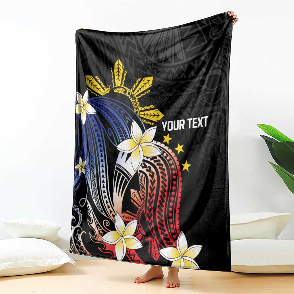 Personalized Philippines Tribal Blanket Tropical Waves - Plumeria LT7 - Polynesian Pride