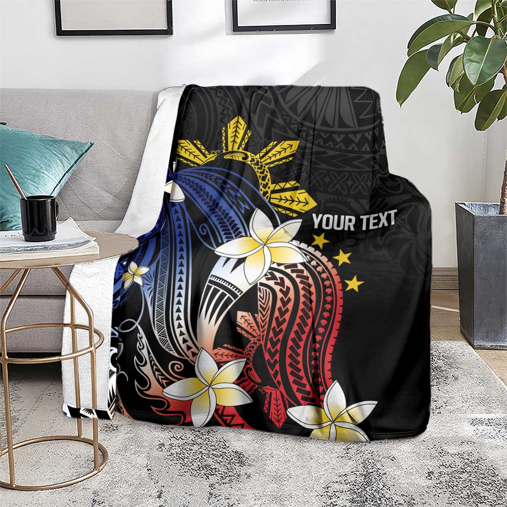 Personalized Philippines Tribal Blanket Tropical Waves - Plumeria LT7 - Polynesian Pride