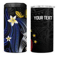 Personalized Philippines Tribal 4 in 1 Can Cooler Tumbler Tropical Waves - Plumeria LT7 One Size: 16 oz Black - Polynesian Pride