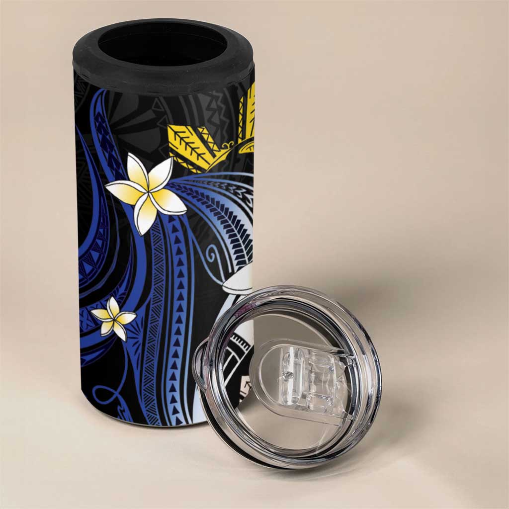 Personalized Philippines Tribal 4 in 1 Can Cooler Tumbler Tropical Waves - Plumeria LT7 - Polynesian Pride