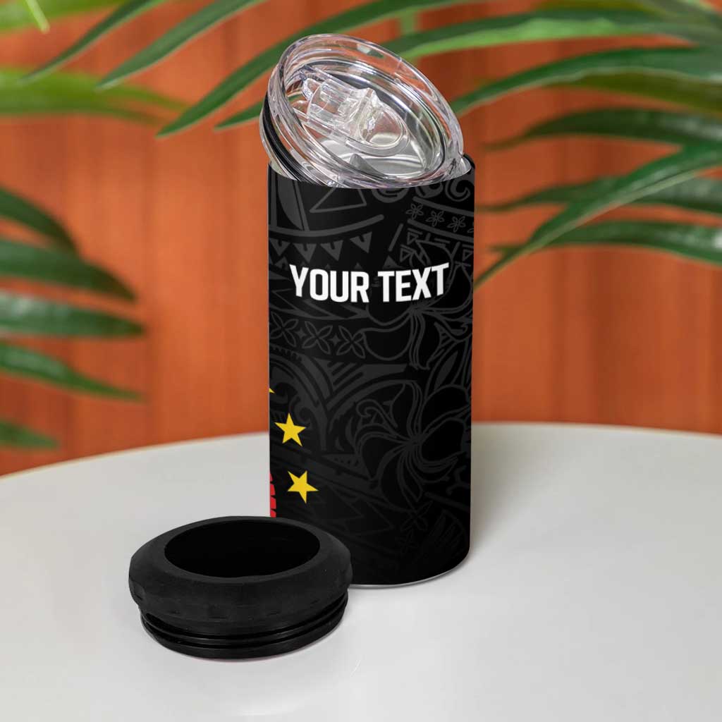 Personalized Philippines Tribal 4 in 1 Can Cooler Tumbler Tropical Waves - Plumeria LT7 - Polynesian Pride