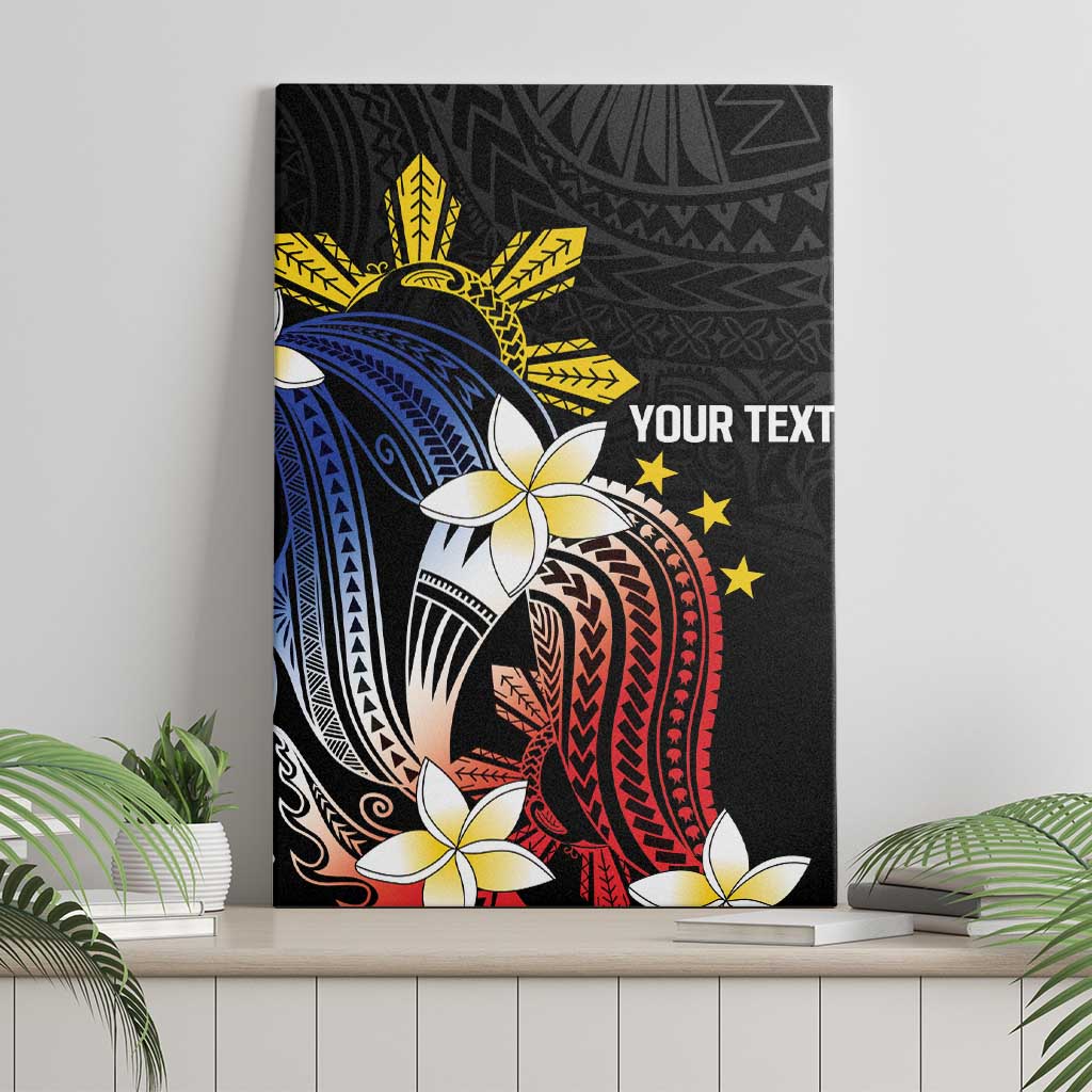 Personalized Philippines Tribal Canvas Wall Art Tropical Waves - Plumeria LT7 - Polynesian Pride