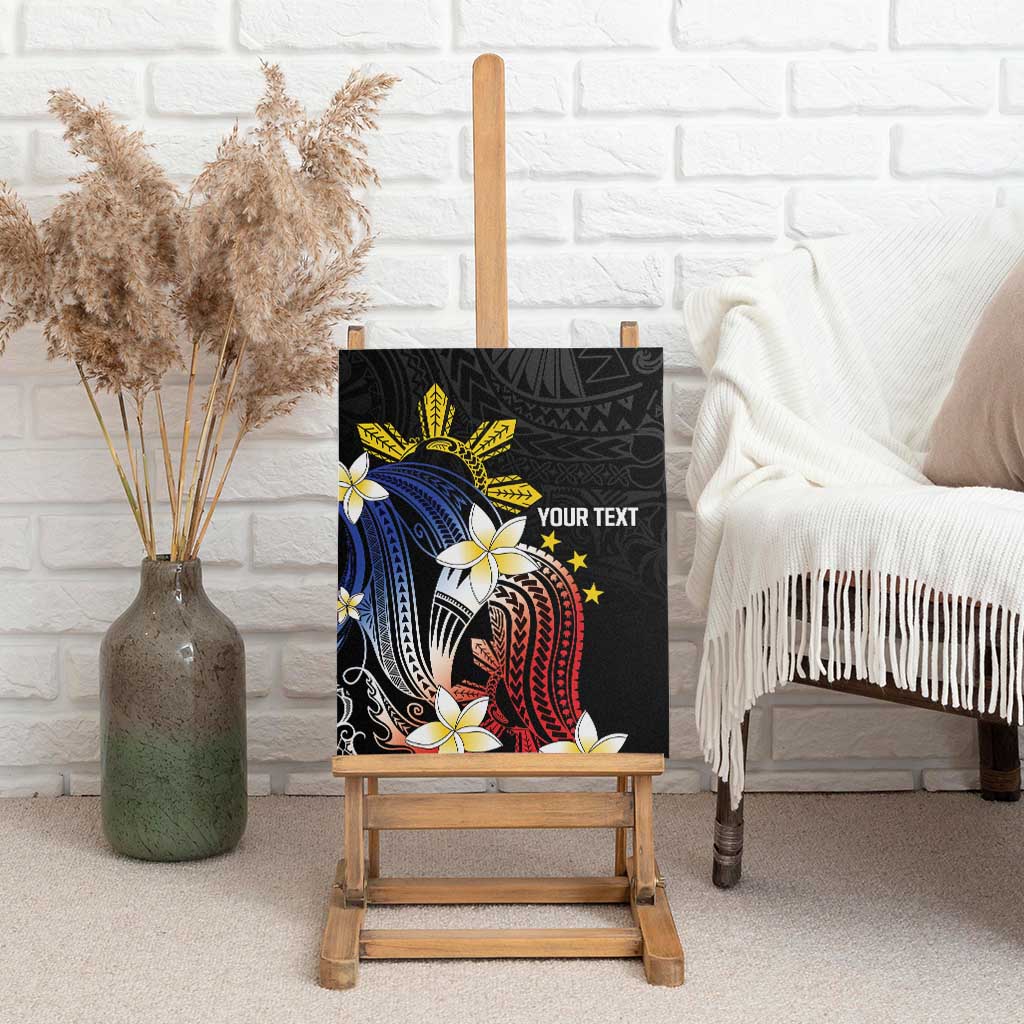 Personalized Philippines Tribal Canvas Wall Art Tropical Waves - Plumeria LT7 - Polynesian Pride