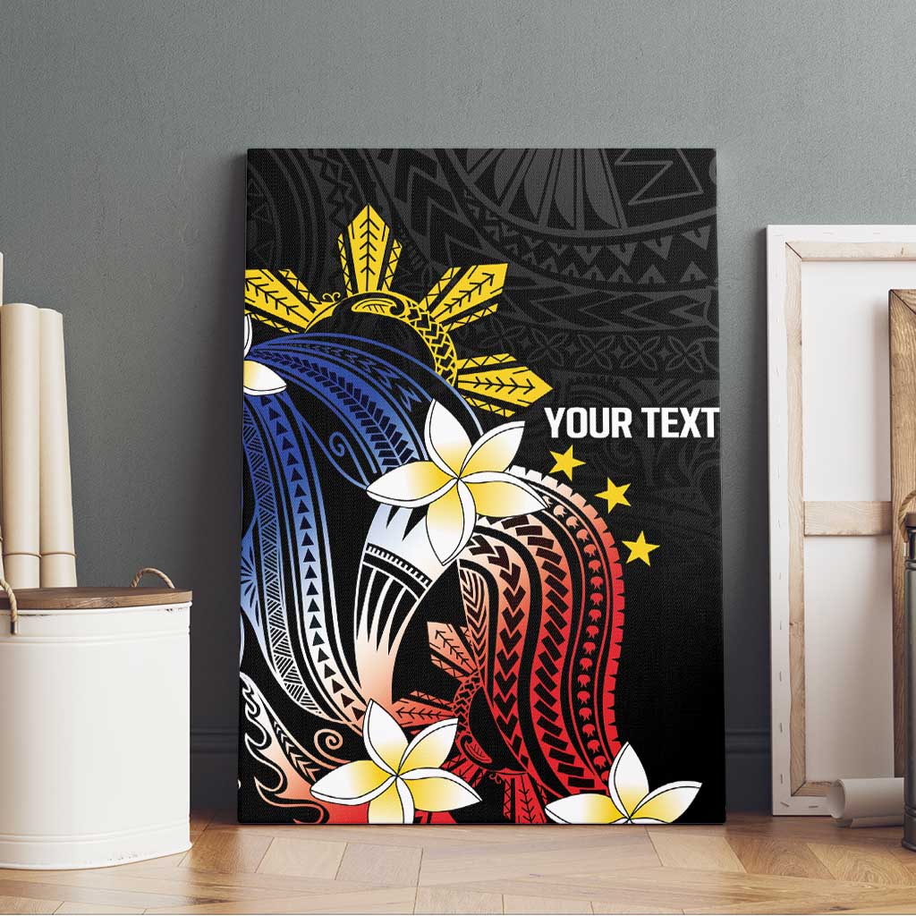 Personalized Philippines Tribal Canvas Wall Art Tropical Waves - Plumeria LT7 - Polynesian Pride