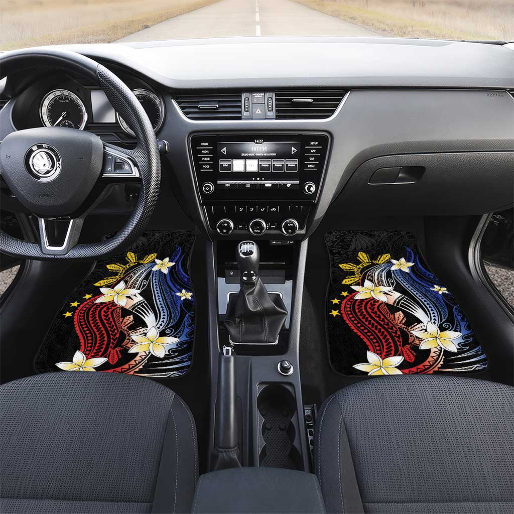 Personalized Philippines Tribal Car Mats Tropical Waves - Plumeria