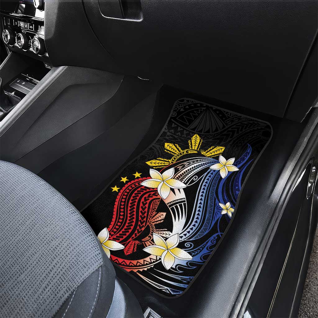 Personalized Philippines Tribal Car Mats Tropical Waves - Plumeria