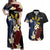 Personalized Philippines Tribal Couples Matching Off Shoulder Maxi Dress and Hawaiian Shirt Tropical Waves - Plumeria