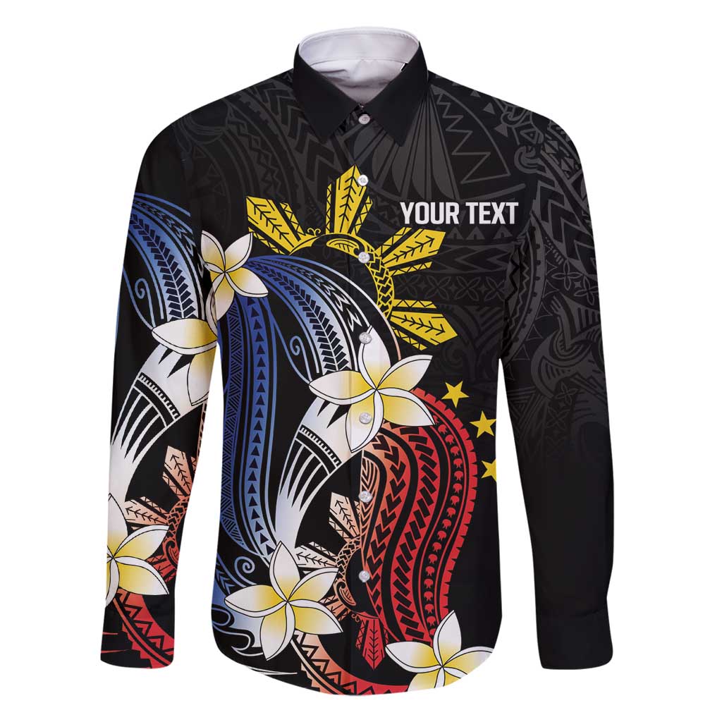 Personalized Philippines Tribal Family Matching Off Shoulder Short Dress and Hawaiian Shirt Tropical Waves - Plumeria