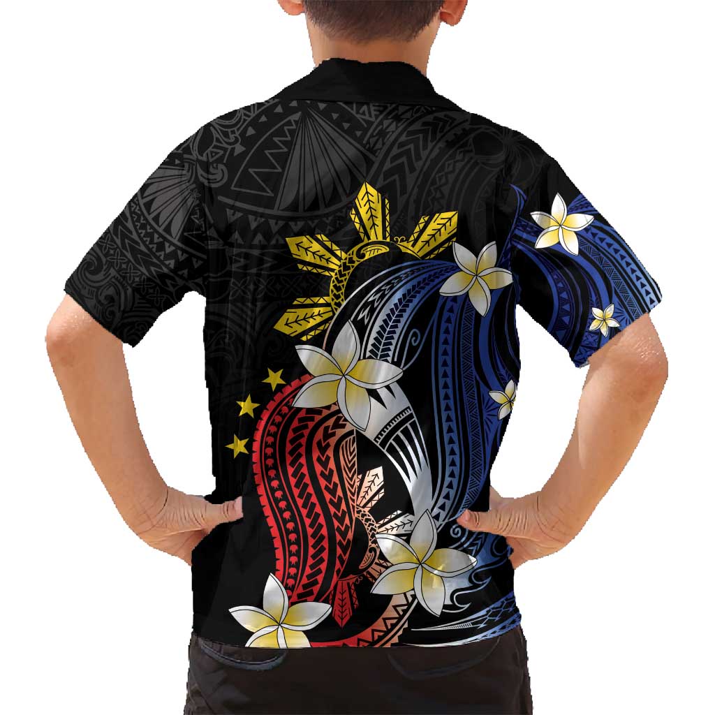 Personalized Philippines Tribal Family Matching Puletasi and Hawaiian Shirt Tropical Waves - Plumeria