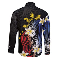 Personalized Philippines Tribal Family Matching Short Sleeve Bodycon Dress and Hawaiian Shirt Tropical Waves - Plumeria