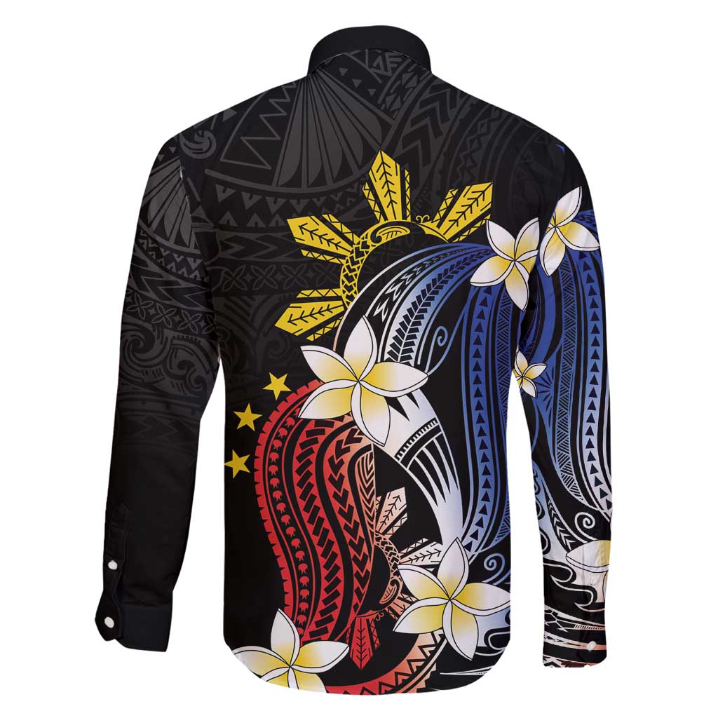 Personalized Philippines Tribal Family Matching Summer Maxi Dress and Hawaiian Shirt Tropical Waves - Plumeria