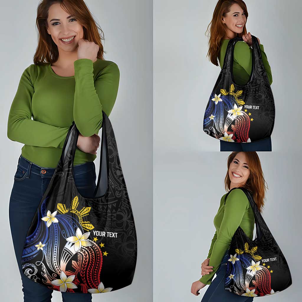 Personalized Philippines Tribal Grocery Bag Tropical Waves - Plumeria