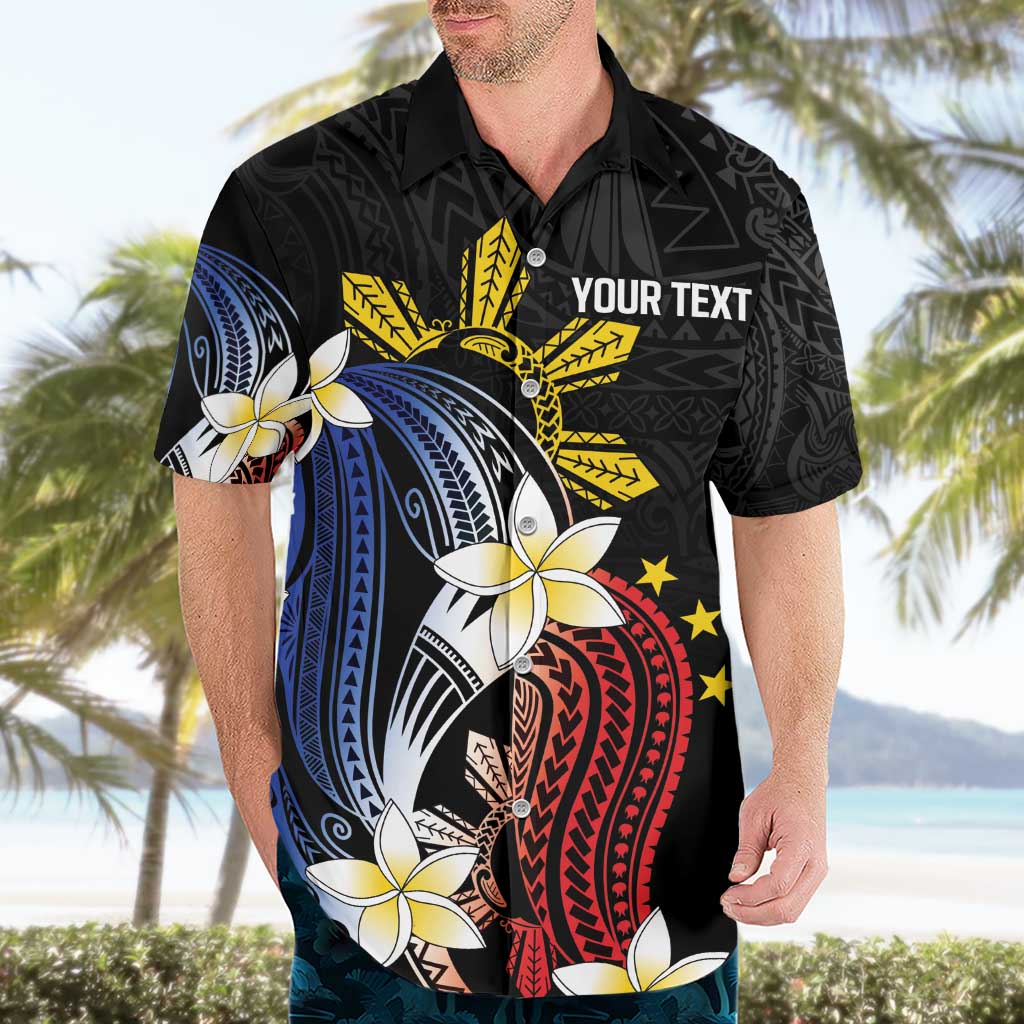 Personalized Philippines Tribal Hawaiian Shirt Tropical Waves - Plumeria LT7 - Polynesian Pride