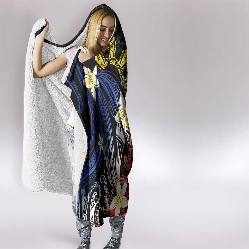 Personalized Philippines Tribal Hooded Blanket Tropical Waves - Plumeria LT7 - Polynesian Pride