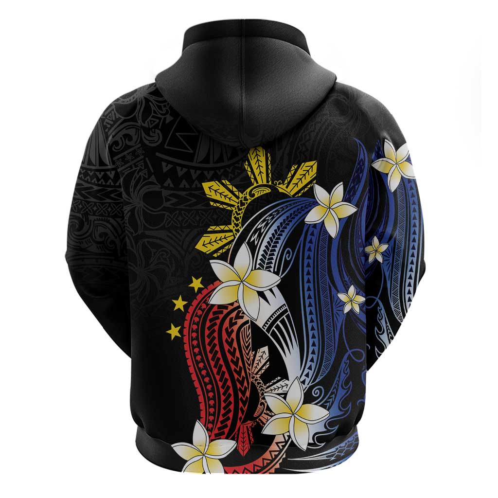 Personalized Philippines Tribal Hoodie Tropical Waves - Plumeria