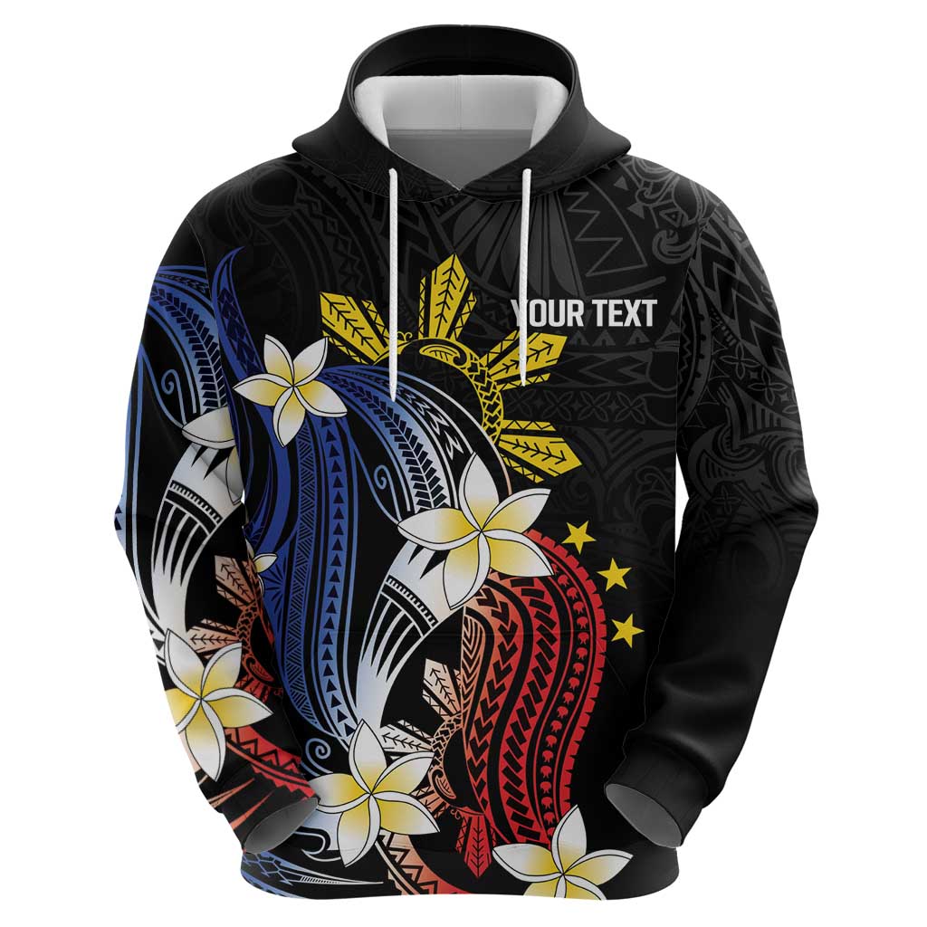 Personalized Philippines Tribal Hoodie Tropical Waves - Plumeria