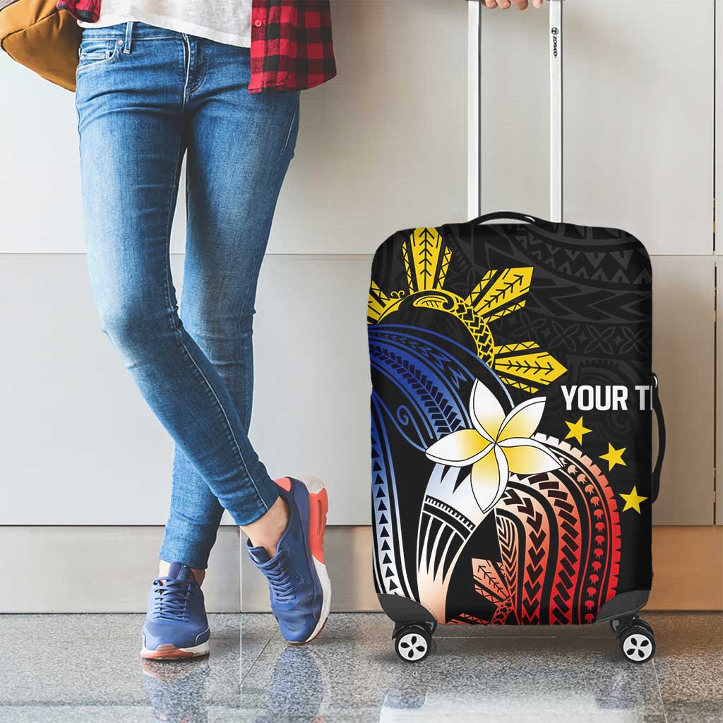 Personalized Philippines Tribal Luggage Cover Tropical Waves - Plumeria LT7 - Polynesian Pride