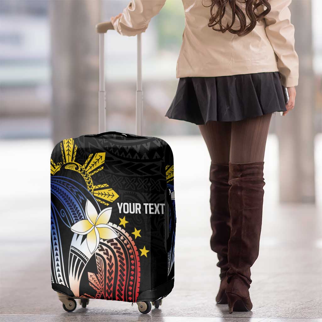 Personalized Philippines Tribal Luggage Cover Tropical Waves - Plumeria LT7 - Polynesian Pride