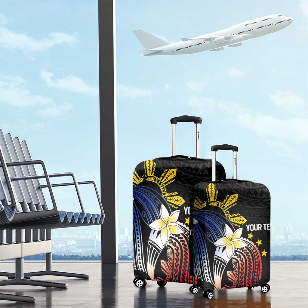 Personalized Philippines Tribal Luggage Cover Tropical Waves - Plumeria LT7 - Polynesian Pride