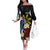 Personalized Philippines Tribal Off The Shoulder Long Sleeve Dress Tropical Waves - Plumeria