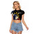 Personalized Philippines Tribal Raglan Cropped T Shirt Tropical Waves - Plumeria