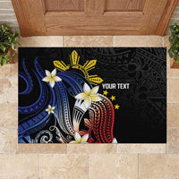 Personalized Philippines Tribal Rubber Doormat Tropical Waves - Plumeria