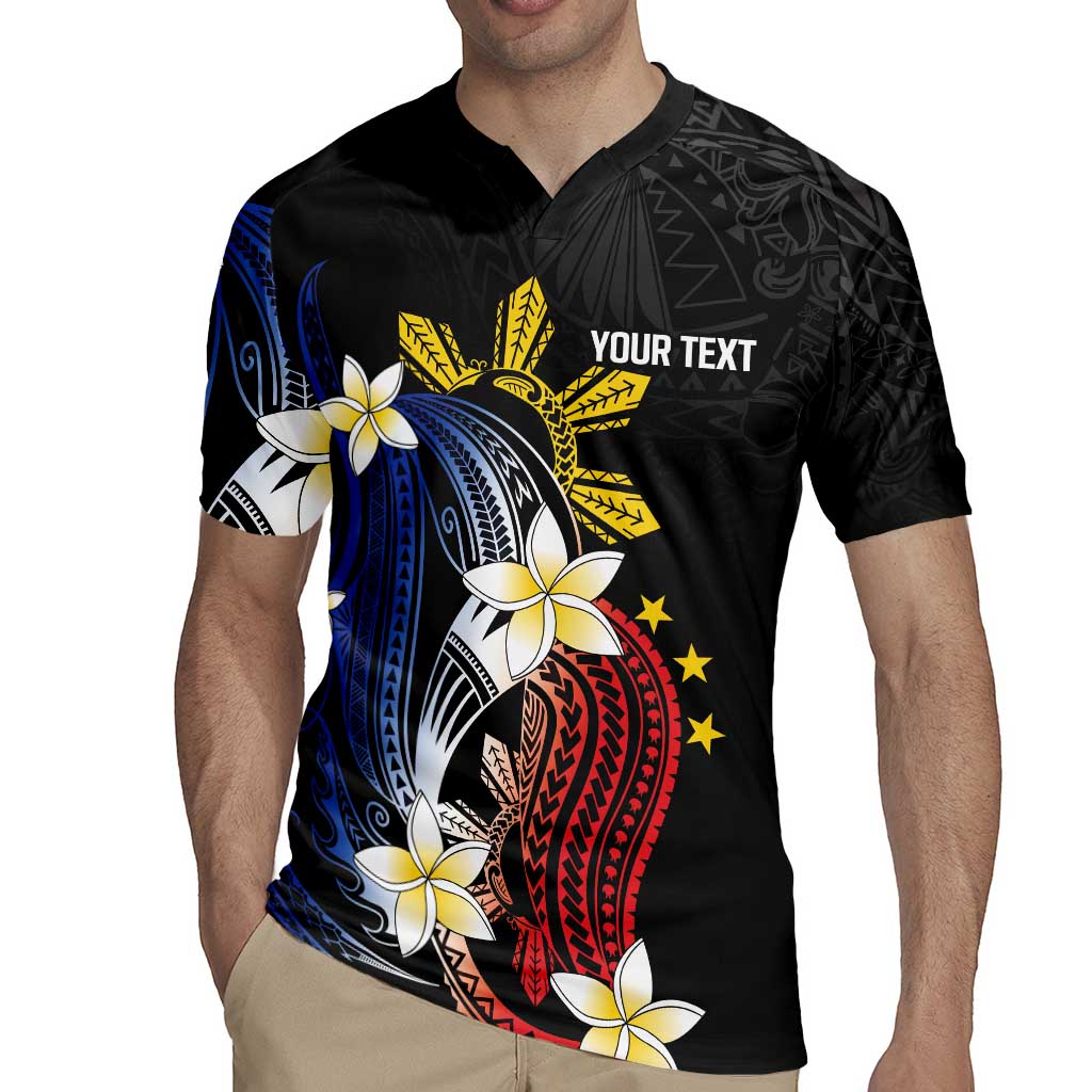 Personalized Philippines Tribal Rugby Jersey Tropical Waves - Plumeria