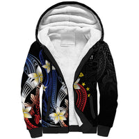 Personalized Philippines Tribal Sherpa Hoodie Tropical Waves - Plumeria LT7 Unisex Black - Polynesian Pride