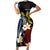 Personalized Philippines Tribal Short Sleeve Bodycon Dress Tropical Waves - Plumeria