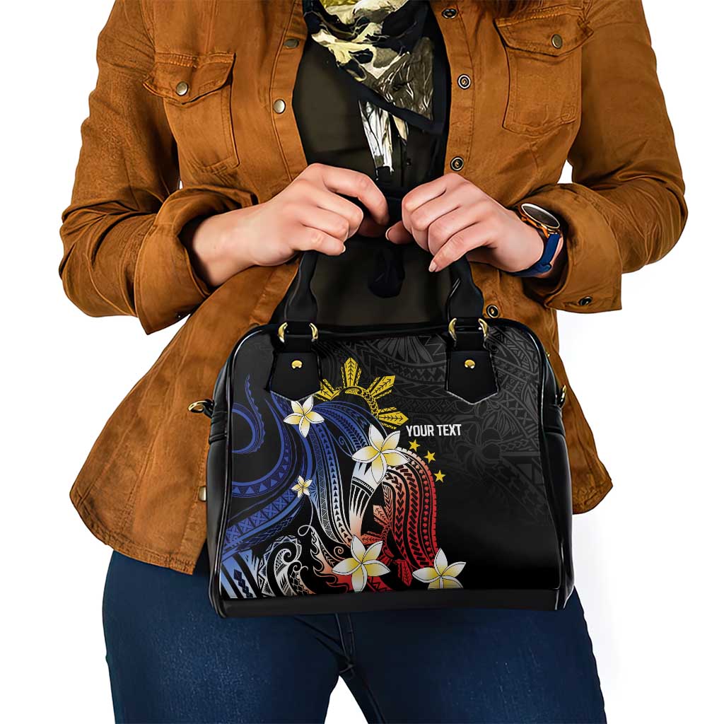 Personalized Philippines Tribal Shoulder Handbag Tropical Waves - Plumeria LT7 - Polynesian Pride