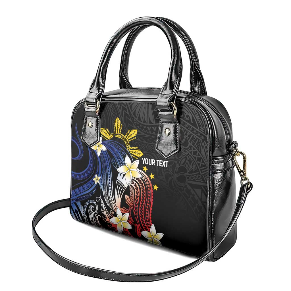 Personalized Philippines Tribal Shoulder Handbag Tropical Waves - Plumeria LT7 - Polynesian Pride