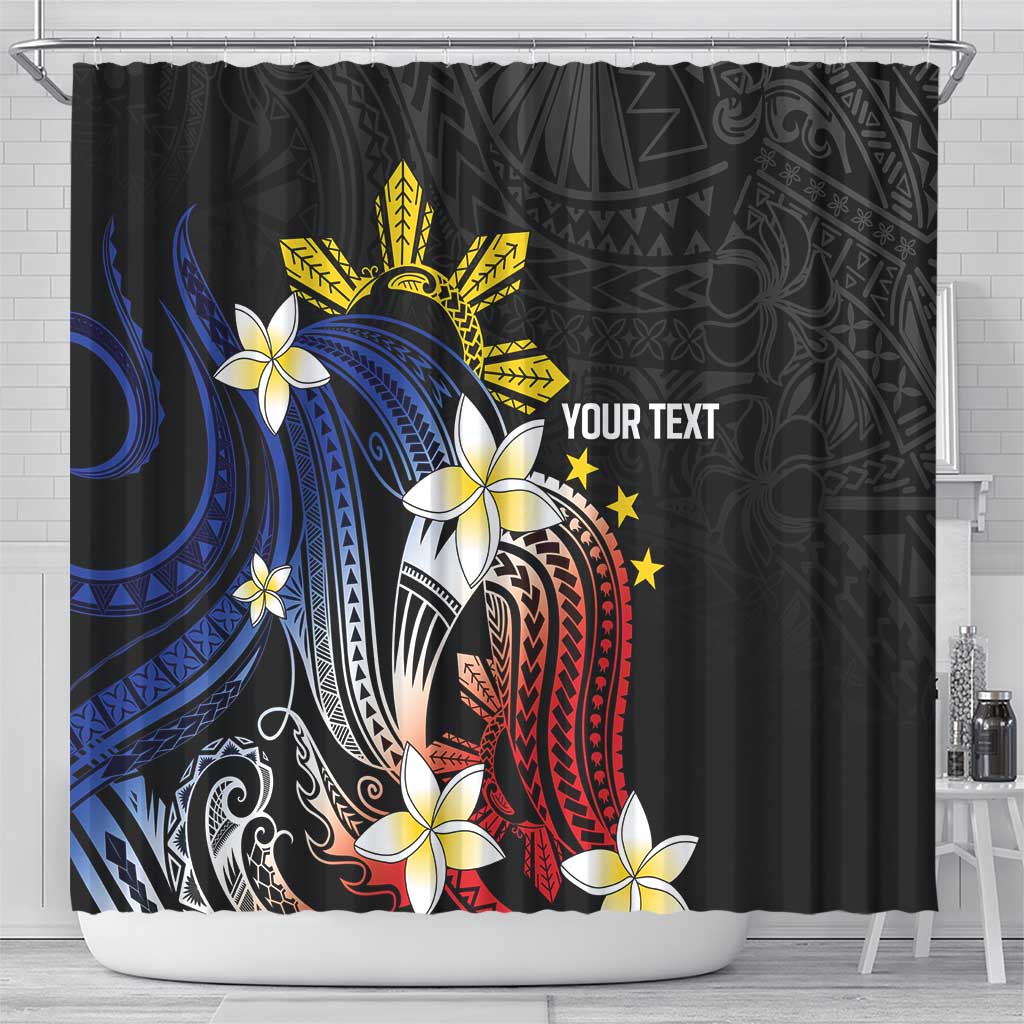 Personalized Philippines Tribal Shower Curtain Tropical Waves - Plumeria LT7 - Polynesian Pride