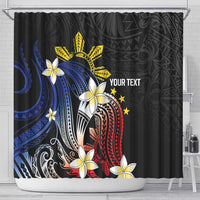 Personalized Philippines Tribal Shower Curtain Tropical Waves - Plumeria LT7 - Polynesian Pride