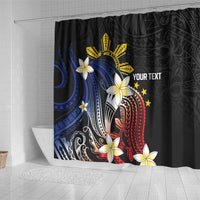 Personalized Philippines Tribal Shower Curtain Tropical Waves - Plumeria LT7 - Polynesian Pride