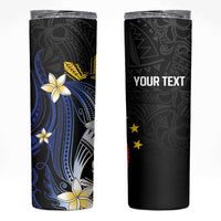 Personalized Philippines Tribal Skinny Tumbler Tropical Waves - Plumeria LT7 Black - Polynesian Pride