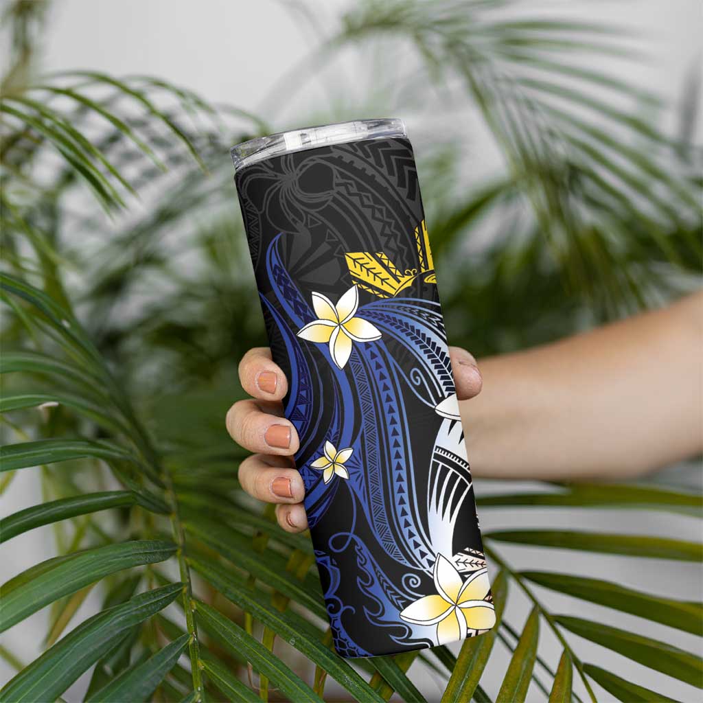 Personalized Philippines Tribal Skinny Tumbler Tropical Waves - Plumeria LT7 - Polynesian Pride