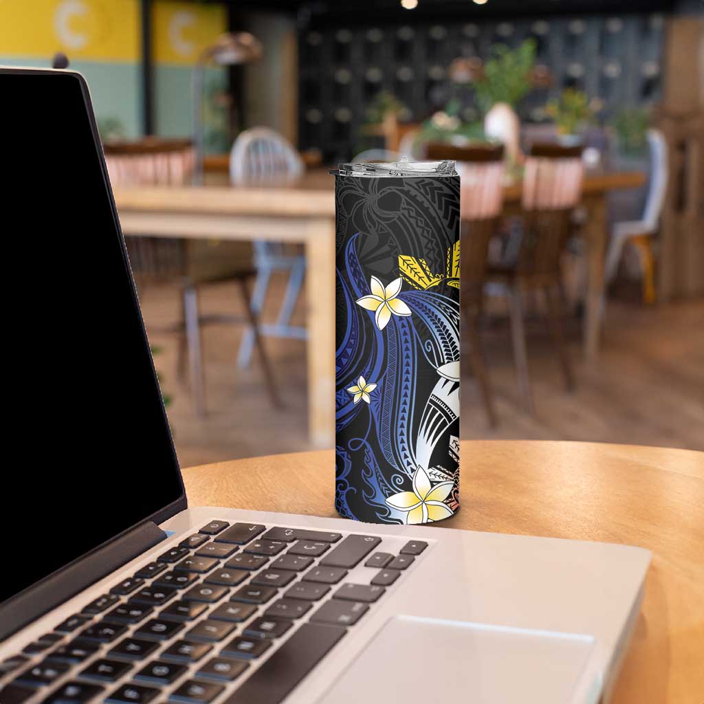 Personalized Philippines Tribal Skinny Tumbler Tropical Waves - Plumeria LT7 - Polynesian Pride