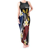 Personalized Philippines Tribal Tank Maxi Dress Tropical Waves - Plumeria