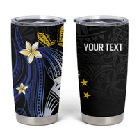 Personalized Philippines Tribal Tumbler Cup Tropical Waves - Plumeria LT7 Black - Polynesian Pride