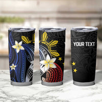 Personalized Philippines Tribal Tumbler Cup Tropical Waves - Plumeria LT7 - Polynesian Pride