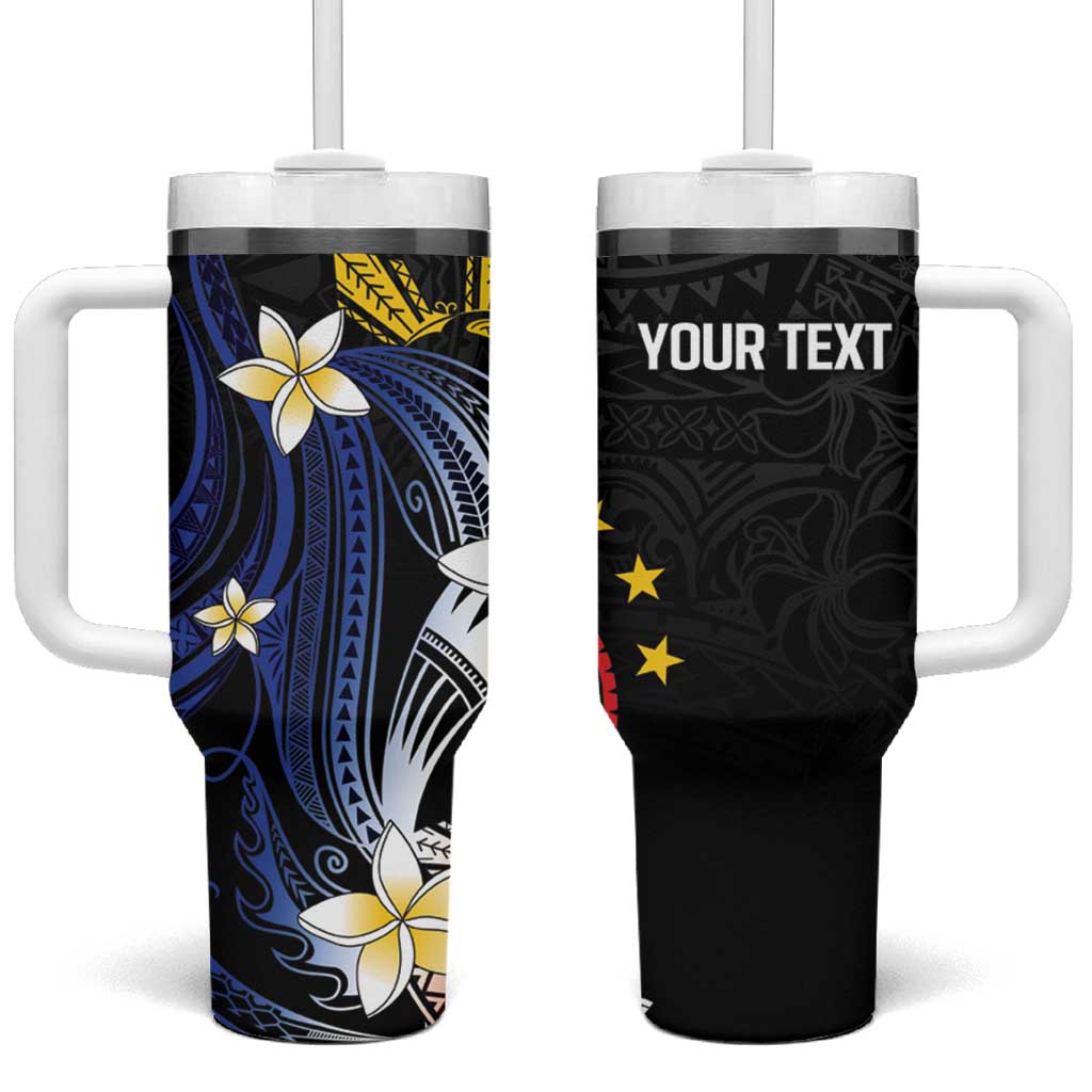 Personalized Philippines Tribal Tumbler With Handle Tropical Waves - Plumeria