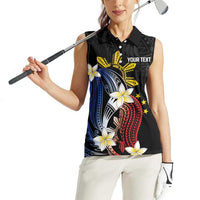 Personalized Philippines Tribal Women Sleeveless Polo Shirt Tropical Waves - Plumeria