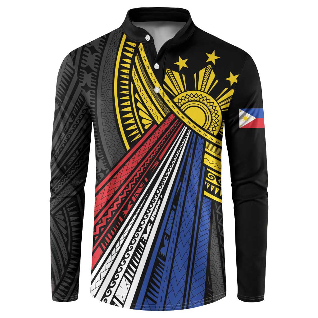 Philippines Sun Button Sweatshirt Pasifika Tribal Style