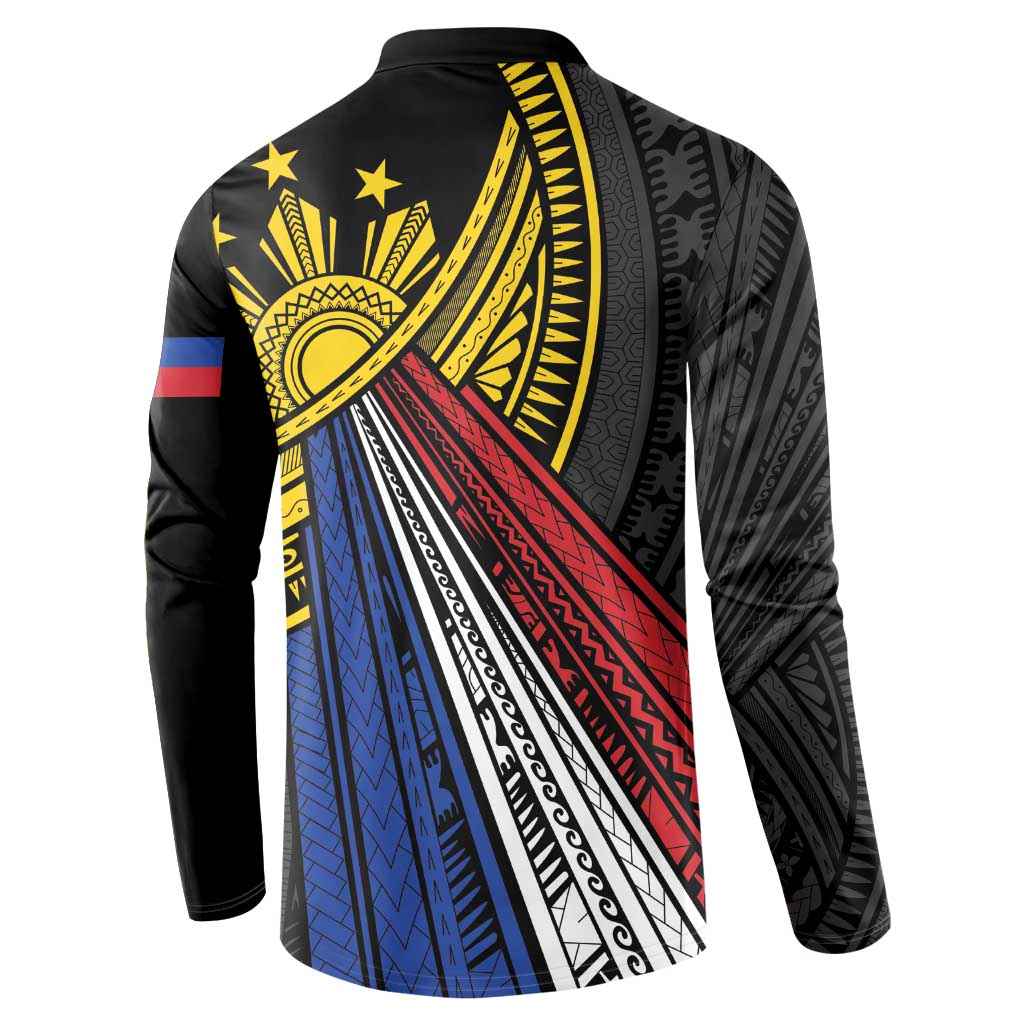 Philippines Sun Button Sweatshirt Pasifika Tribal Style