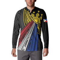 Philippines Sun Button Sweatshirt Pasifika Tribal Style