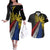 Philippines Sun Couples Matching Off The Shoulder Long Sleeve Dress and Hawaiian Shirt Pasifika Tribal Style